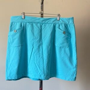 Susan Graver Weekend Essentials Cotton Knit Pull-On Skort Turquoise Size: XL